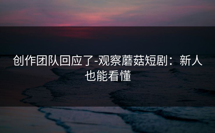 创作团队回应了-观察蘑菇短剧：新人也能看懂