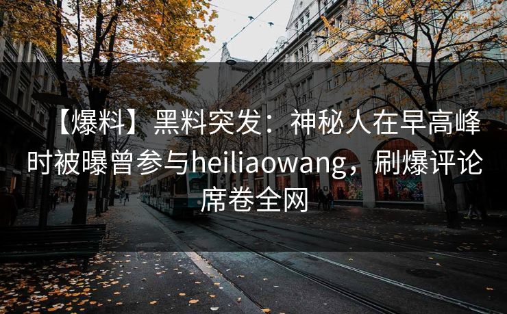 【爆料】黑料突发：神秘人在早高峰时被曝曾参与heiliaowang，刷爆评论席卷全网